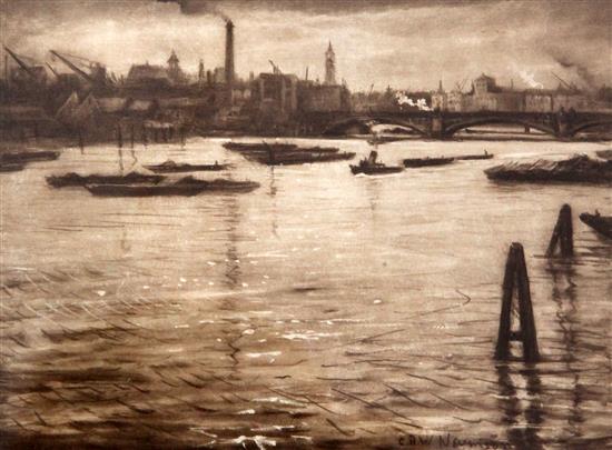 Christopher Richard Wynne Nevinson (1889–1946) View of the Thames, overall 7 x 9in.